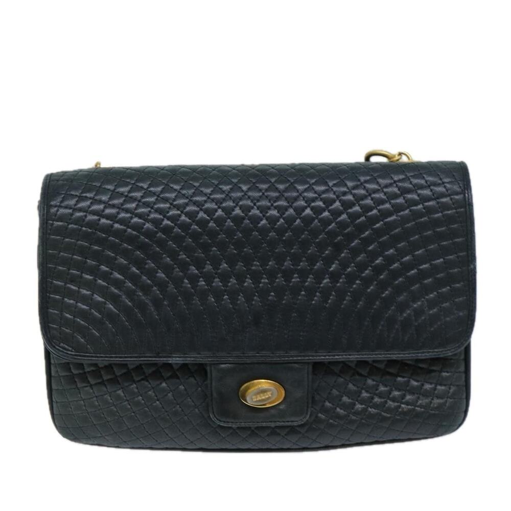 Bally Leather Shoulder Bag Navy